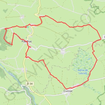 Itinéraire La narse de Lascols - Paulhac, distance, dénivelé, altitude, carte, profil, trace GPS