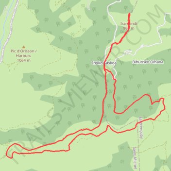 Itinéraire Iramendy, Garateme et Sohandi depuis le col d'Irey, distance, dénivelé, altitude, carte, profil, trace GPS