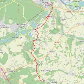 Itinéraire Du Lunain de Nanteau-sur-Lunain à Moret-sur-Loing, distance, dénivelé, altitude, carte, profil, trace GPS