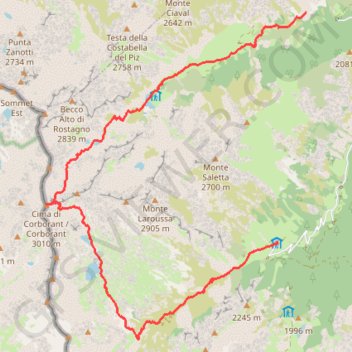 Itinéraire Corborant, distance, dénivelé, altitude, carte, profil, trace GPS