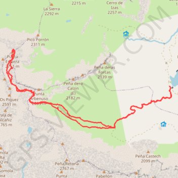 Itinéraire Pico de Escarra desde Embalse de Tramacastilla, distance, dénivelé, altitude, carte, profil, trace GPS