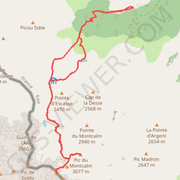 Itinéraire pique_d_estats, distance, dénivelé, altitude, carte, profil, trace GPS