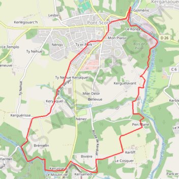 Itinéraire Boucle à Pont Scorff, distance, dénivelé, altitude, carte, profil, trace GPS