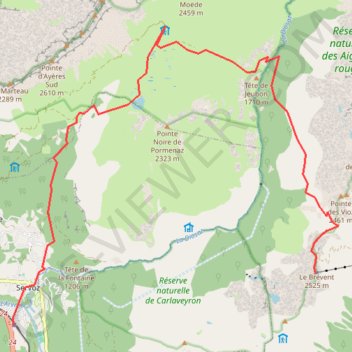 Itinéraire De Servoz au Brévent, distance, dénivelé, altitude, carte, profil, trace GPS