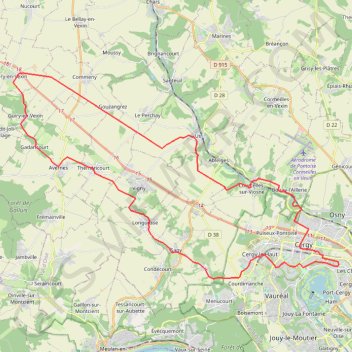 Itinéraire Guiry en Vexin, distance, dénivelé, altitude, carte, profil, trace GPS