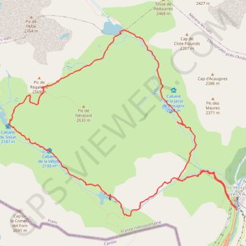 Itinéraire Tour des étangs de Siscar et Pedorres, distance, dénivelé, altitude, carte, profil, trace GPS