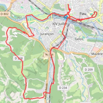 Itinéraire Les Coteaux de Jurançon, distance, dénivelé, altitude, carte, profil, trace GPS