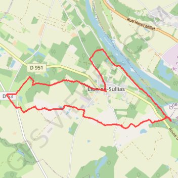 Itinéraire Les Acacias - Lion-en-Sullias, distance, dénivelé, altitude, carte, profil, trace GPS