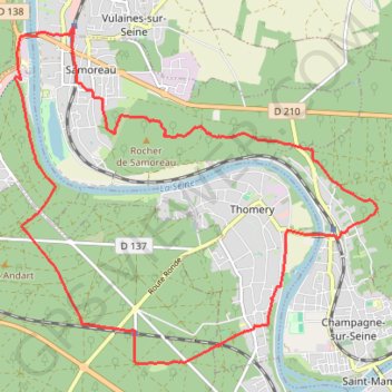 Itinéraire Méandres de la Seine, distance, dénivelé, altitude, carte, profil, trace GPS