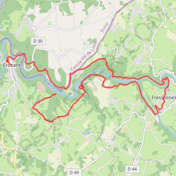 Itinéraire Entrainement Trail Crozant-Fresselines 18,5km 600m D+, distance, dénivelé, altitude, carte, profil, trace GPS
