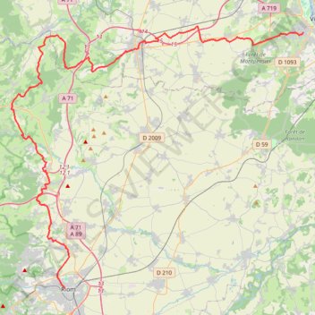 Itinéraire Bellerive - Riom_par_les_GR_300_et_463, distance, dénivelé, altitude, carte, profil, trace GPS