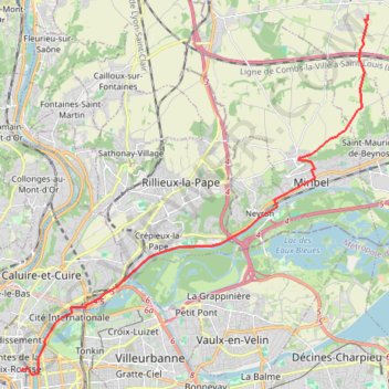 Itinéraire Lyon chevrerie, distance, dénivelé, altitude, carte, profil, trace GPS
