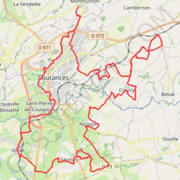 Itinéraire Autour de Coutances par le Mont Rainfer, distance, dénivelé, altitude, carte, profil, trace GPS