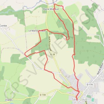 Itinéraire St Claud sentier des Maines, distance, dénivelé, altitude, carte, profil, trace GPS