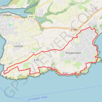 Itinéraire Pays d'Iroise, distance, dénivelé, altitude, carte, profil, trace GPS