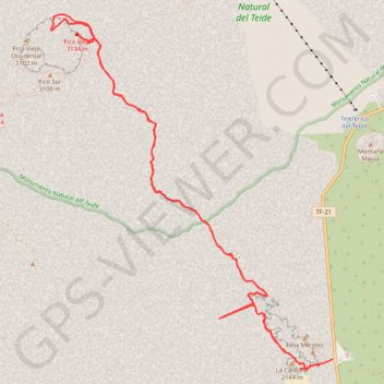Itinéraire 2023-07-07 18:51:02 PICO VIEJO, distance, dénivelé, altitude, carte, profil, trace GPS