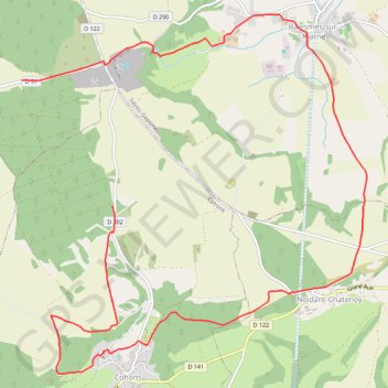 Itinéraire Source de la Marne - Balesmes-sur-Marne, distance, dénivelé, altitude, carte, profil, trace GPS