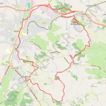 Itinéraire Boucle Auch, distance, dénivelé, altitude, carte, profil, trace GPS