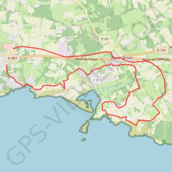 Itinéraire Crozon - Treboul, distance, dénivelé, altitude, carte, profil, trace GPS
