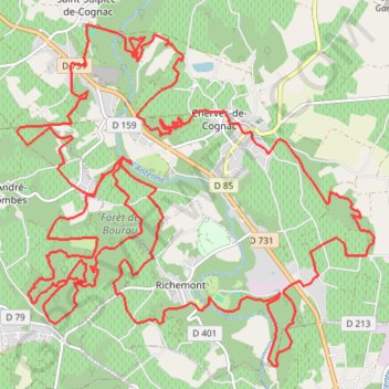 Itinéraire Cherves de Cognac, distance, dénivelé, altitude, carte, profil, trace GPS