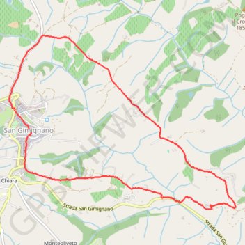 Itinéraire Autour de San Gemignano Toscane Italie, distance, dénivelé, altitude, carte, profil, trace GPS