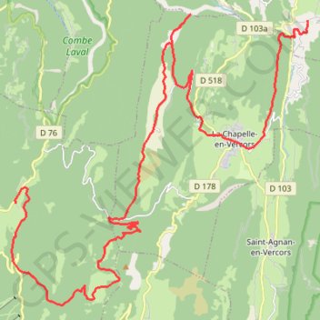 Itinéraire Tour du Vercors jour 2, distance, dénivelé, altitude, carte, profil, trace GPS