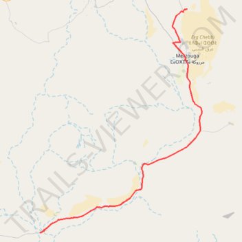 Itinéraire Merzouga-Zagora 1, distance, dénivelé, altitude, carte, profil, trace GPS