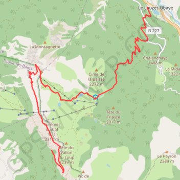 Itinéraire Dormillouse - Lauzet, distance, dénivelé, altitude, carte, profil, trace GPS