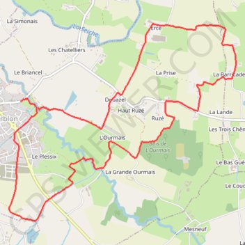 Itinéraire Autour de Saint Erblon, distance, dénivelé, altitude, carte, profil, trace GPS
