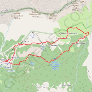 Itinéraire Tour des Ayères Plaine Joux, distance, dénivelé, altitude, carte, profil, trace GPS
