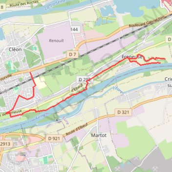 Itinéraire De Cléon à Freneuse, distance, dénivelé, altitude, carte, profil, trace GPS