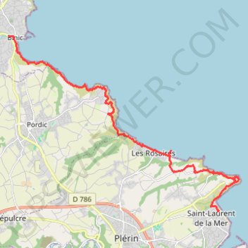 Itinéraire Saint Brieuc - Binic, distance, dénivelé, altitude, carte, profil, trace GPS