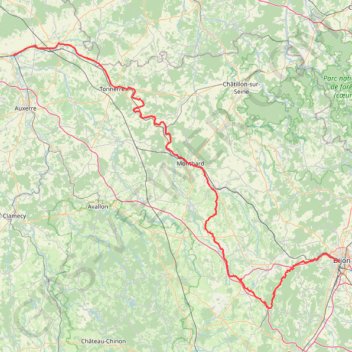 Itinéraire de Migennes à Dijon, distance, dénivelé, altitude, carte, profil, trace GPS