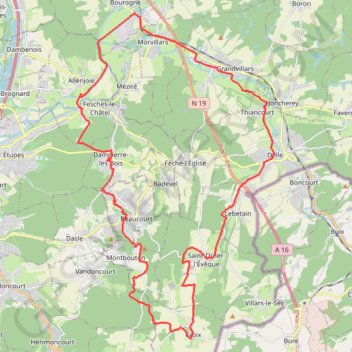 Itinéraire Territoire et Doubs - Dampierre-les-Bois, distance, dénivelé, altitude, carte, profil, trace GPS