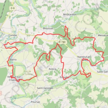 Itinéraire Condac Rejallant - Circuit VTT n°5 - 50km, distance, dénivelé, altitude, carte, profil, trace GPS