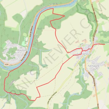 Itinéraire Falmignoul ,Cascatelles-19474880, distance, dénivelé, altitude, carte, profil, trace GPS
