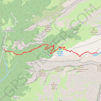 Itinéraire Lac des chambres par le refuge de Folly, distance, dénivelé, altitude, carte, profil, trace GPS