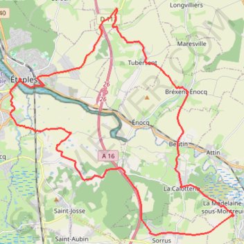 Itinéraire Les Garnoulles - Étaples, distance, dénivelé, altitude, carte, profil, trace GPS