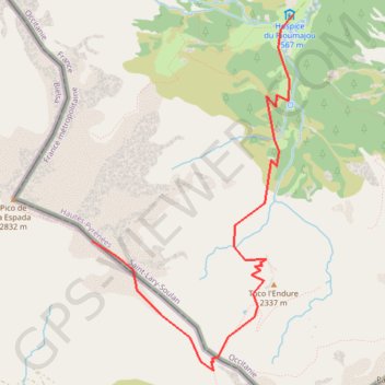 Itinéraire Pic SE de Pouey le Bon depuis l'hospice de Rioumajou, distance, dénivelé, altitude, carte, profil, trace GPS