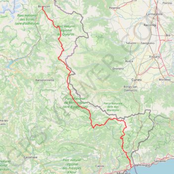 Itinéraire Briançon Menton, distance, dénivelé, altitude, carte, profil, trace GPS