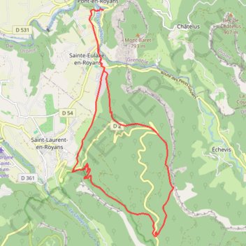 Itinéraire Vercors - Pont En Royan, distance, dénivelé, altitude, carte, profil, trace GPS