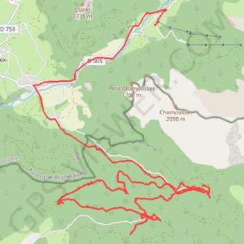 Itinéraire Côté Charnier, Pra Pinet, Col du Pendu, distance, dénivelé, altitude, carte, profil, trace GPS