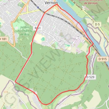 Itinéraire Vernon - Hameau de Normandie, distance, dénivelé, altitude, carte, profil, trace GPS