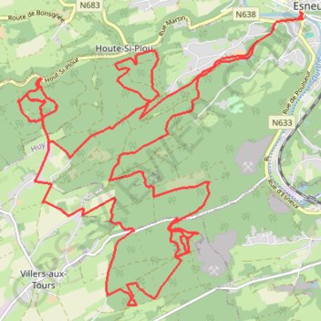 Itinéraire Endurourthe Anthisnes-Esneux start esneux, distance, dénivelé, altitude, carte, profil, trace GPS
