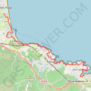 Itinéraire [Itinéraire] Argelès - Cerbère (Sentier Littoral), distance, dénivelé, altitude, carte, profil, trace GPS