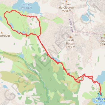 Itinéraire Boucle des lacs dans le bastan, distance, dénivelé, altitude, carte, profil, trace GPS