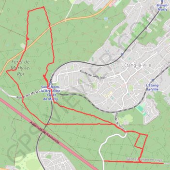 Itinéraire Randonnée forêt de marly, distance, dénivelé, altitude, carte, profil, trace GPS