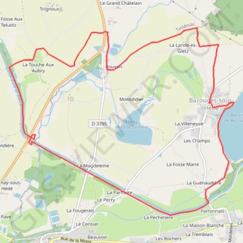 Itinéraire Les chalets et l'étang de Bazouges, distance, dénivelé, altitude, carte, profil, trace GPS