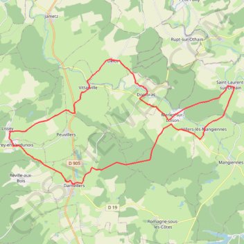 Itinéraire Les ramages de la battue - Damvillers, distance, dénivelé, altitude, carte, profil, trace GPS