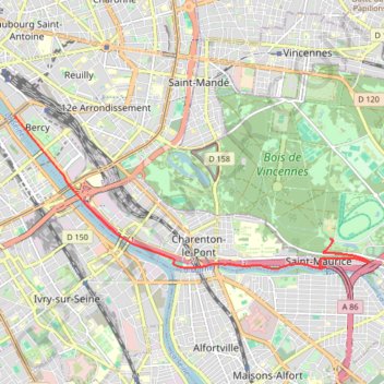 Itinéraire Paris (Bercy) - Bois de Vincennes, distance, dénivelé, altitude, carte, profil, trace GPS